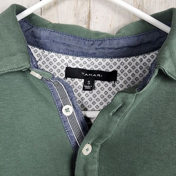Tahari Men's Interlock Polo Short Sleeve Shirt Green Size Small - Picture 3 of 6